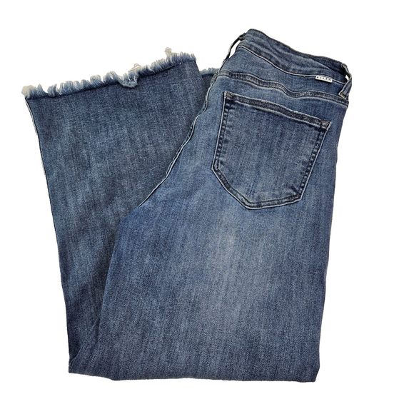 RISEN Denim - Risen High Rise Crop Wide Fray Hem Jeans Women's 11/30 Blue Denim